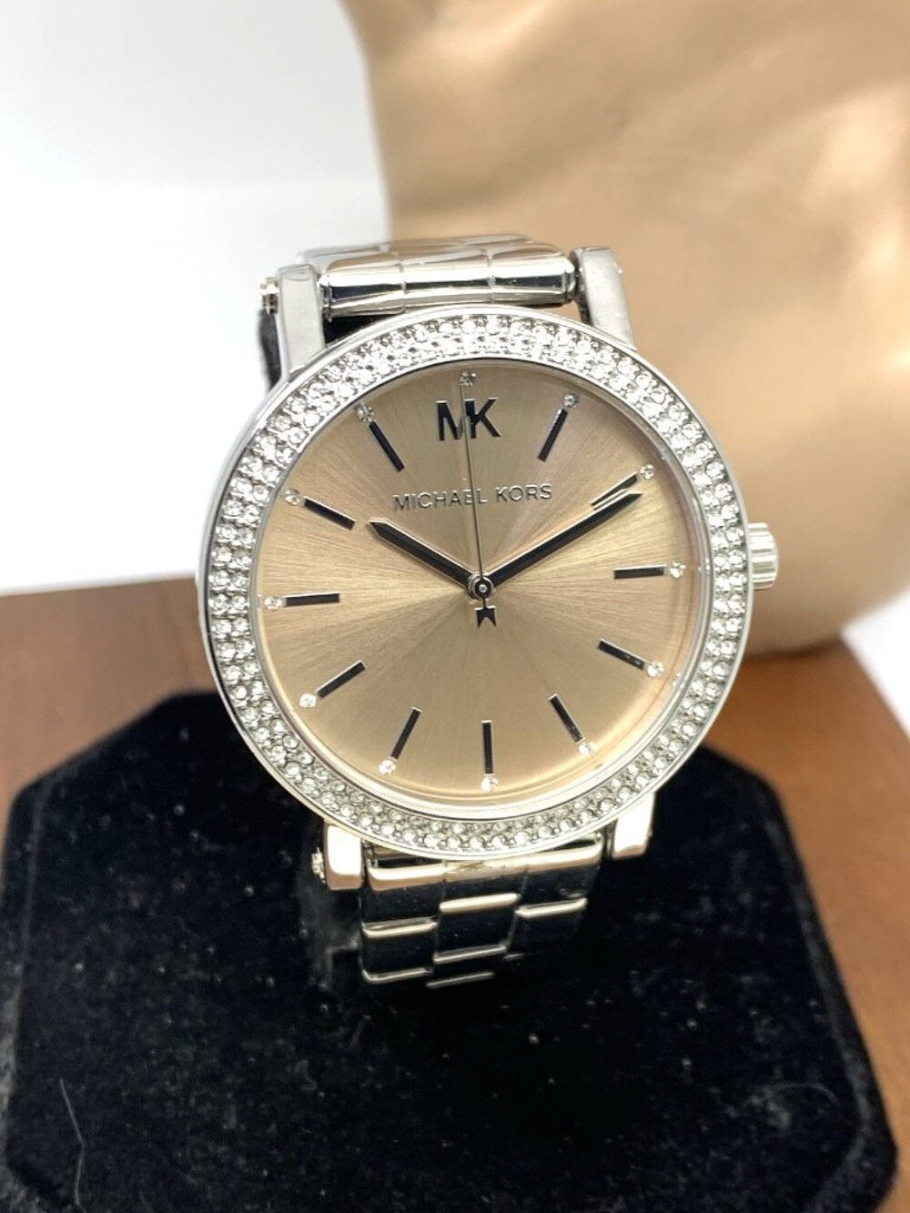 Michael Kors Women's Watch MKO-1050 Quartz Rose Dial Silver Stainless Steel 38mm